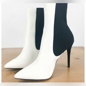 Steve Madden Black and White Divinity Ankle Boots